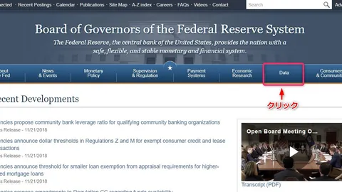 アメリカの政策金利の履歴データの取得方法（月次、1954年7月以降）